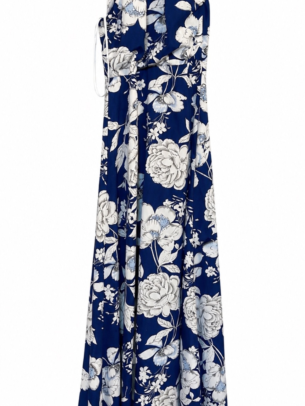 Women’s XS Lulus Floral Halter Maxi Dress - Navy and White